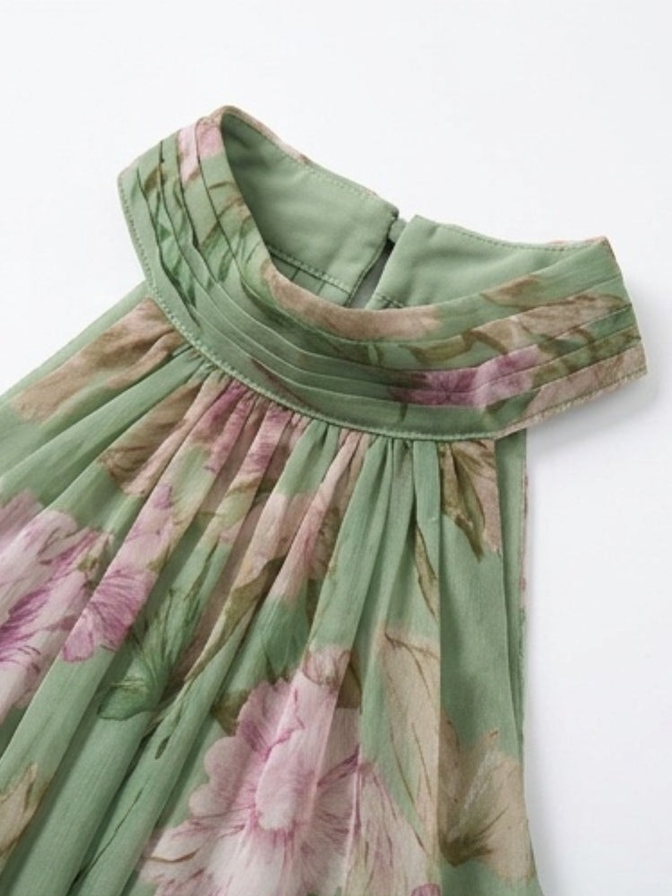 Abito Maxi Halter in Chiffon Verde