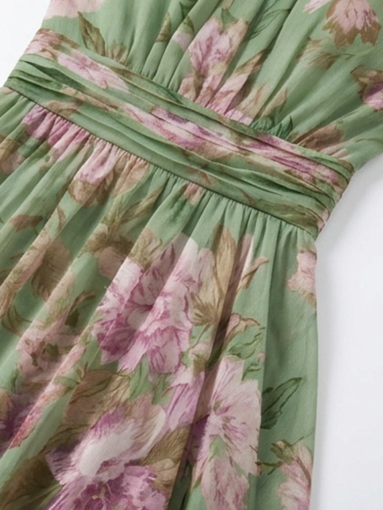 Abito Maxi Halter in Chiffon Verde