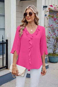 Perla | Blusa con Scollo a V e Volant
