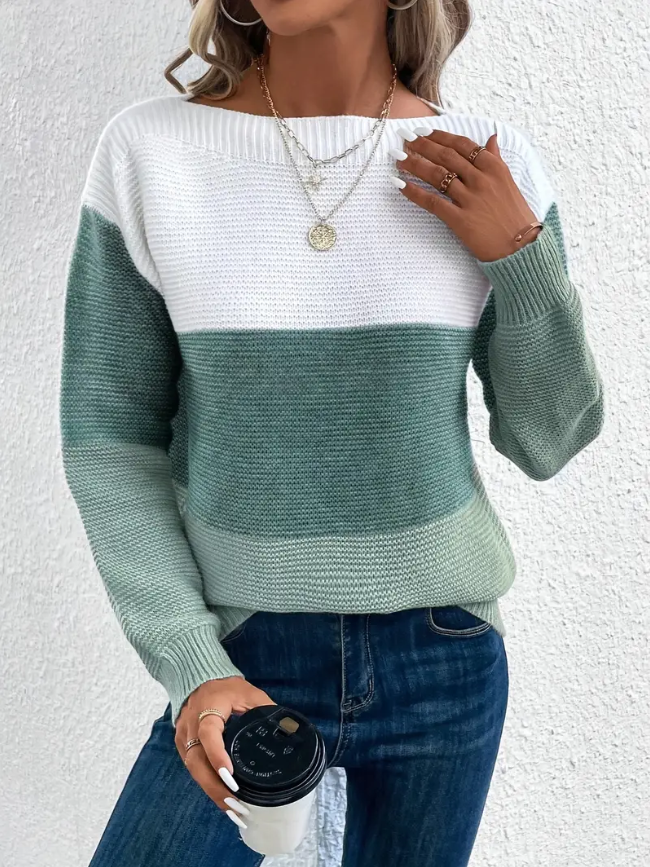Calista - Maglione Elegante a Maniche Lunghe con Spalle Cadute