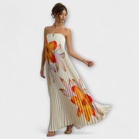 Robe maxi crème avec motifs floraux orange - Michelle