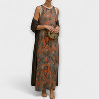 Raffaella - Robe longue multicolore avec châle