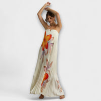 Robe maxi crème avec motifs floraux orange - Michelle