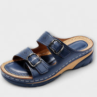 Gertrud - Cuir Pantoufles avec Boucles