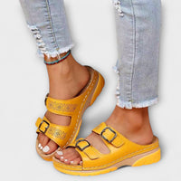 Gertrud - Cuir Pantoufles avec Boucles