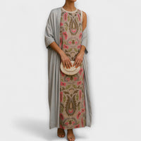 Raffaella - Robe longue multicolore avec châle