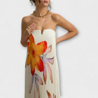 Robe maxi crème avec motifs floraux orange - Michelle