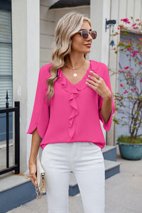 Perla | Blusa con Scollo a V e Volant