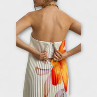 Robe maxi crème avec motifs floraux orange - Michelle