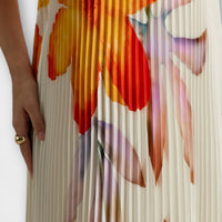 Robe maxi crème avec motifs floraux orange - Michelle