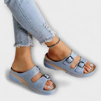 Gertrud - Cuir Pantoufles avec Boucles