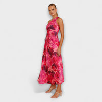 Sienna - Robe Maxi Bleue à Découpes et Motif Aquarelle