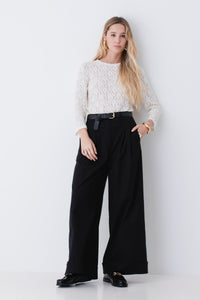 Emilia | Pantaloni Palazzo a Vita Alta con Cintura