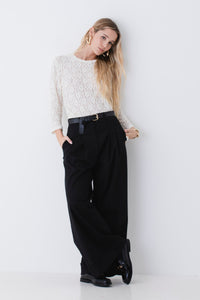Emilia | Pantaloni Palazzo a Vita Alta con Cintura