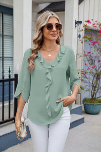 Perla | Blusa con Scollo a V e Volant