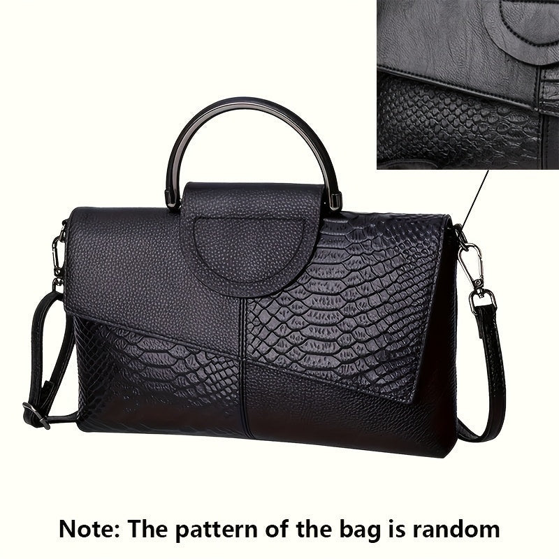 Bianca | Pochette con Stampa Coccodrillo e Chiusura Magnetica