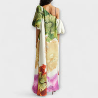Melody - Robe Maxi Blanche à Épaules Dénudées avec Imprimé Floral