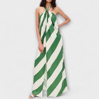 Marlowe - Robe maxi à bretelles rayées vertes et blanches
