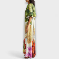 Melody - Robe Maxi Blanche à Épaules Dénudées avec Imprimé Floral
