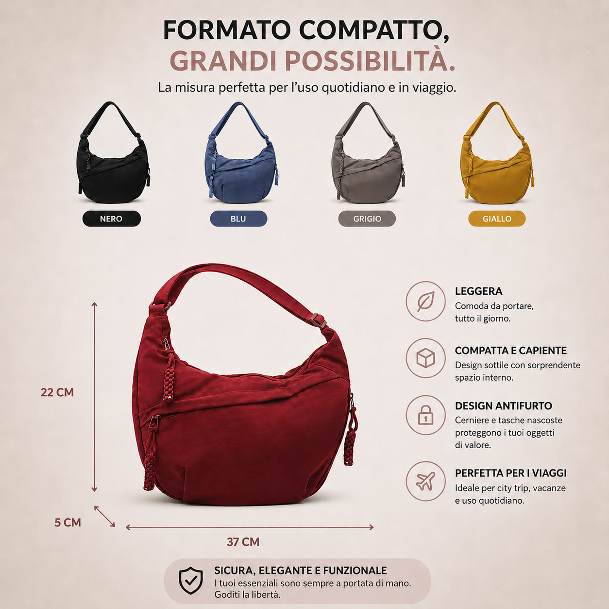 Agata | Borsa a Spalla Verde Oliva