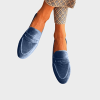 Olivia | Blue Velvet Moccasins