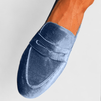Olivia | Blue Velvet Moccasins