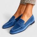 Olivia | Blue Velvet Moccasins