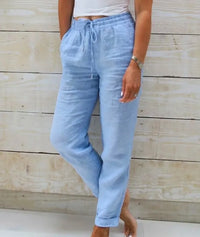 Ambra | Pantaloni Ampi in Lino e Cotone a Vita Alta