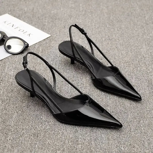 Slingback Madison con tacco basso in nero
