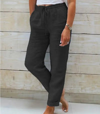 Ambra | Pantaloni Ampi in Lino e Cotone a Vita Alta
