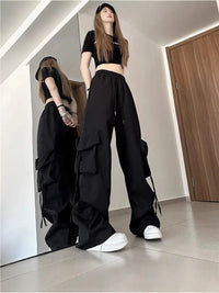 Nyx | Pantaloni Cargo Ampi Vita Alta con Coulisse