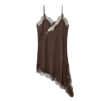 Noelle | Abito Slip Dress in Raso con Pizzo Asimmetrico