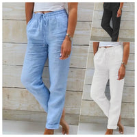 Ambra | Pantaloni Ampi in Lino e Cotone a Vita Alta