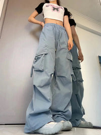 Nyx | Pantaloni Cargo Ampi Vita Alta con Coulisse