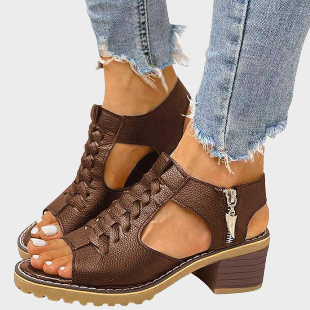 Cornelia – Élégantes sandales peeptoe à talon bloc