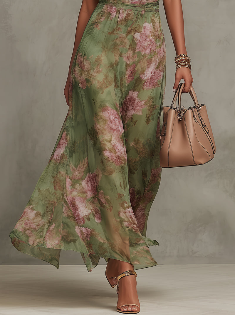 Abito Maxi Halter in Chiffon Verde
