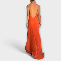 Poppy - Robe Maxi Orange à Plis