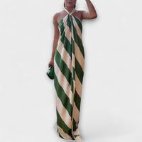 Marlowe - Robe maxi à bretelles rayées vertes et blanches