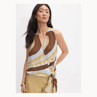 Camilla | Top a Portafoglio con Stampa Astratta e Fiocco