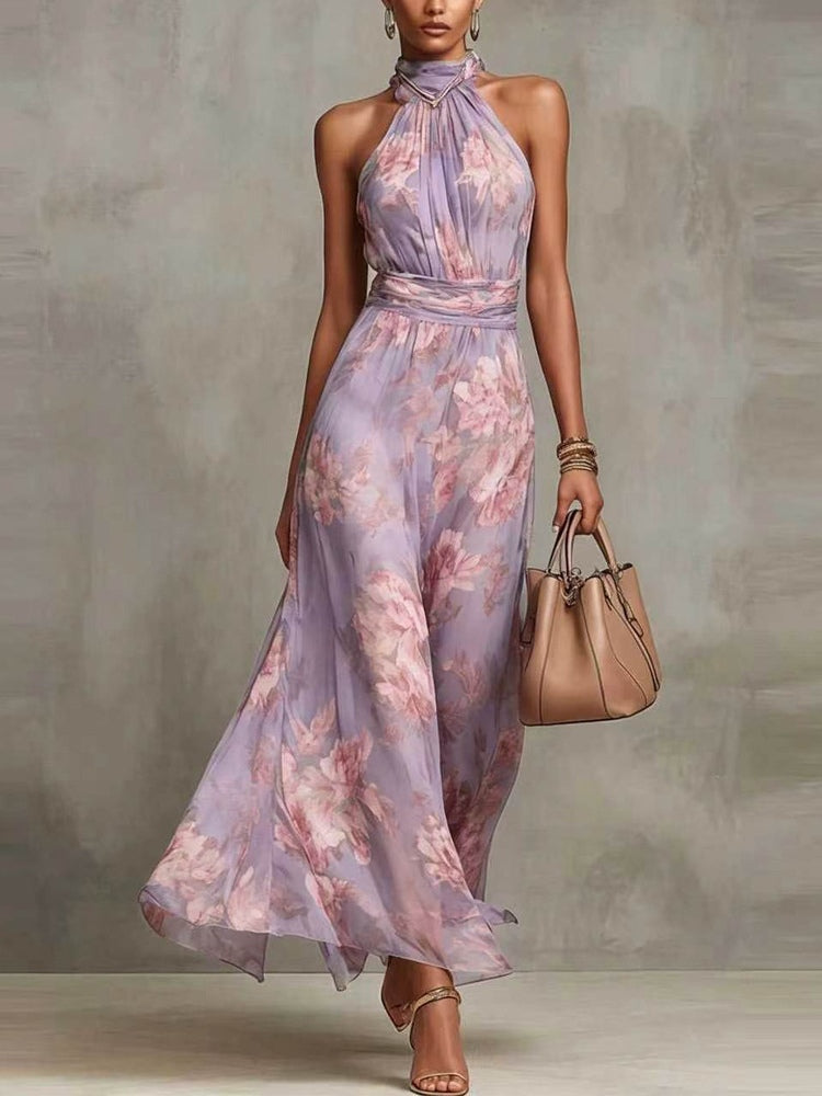 Abito Maxi Halter in Chiffon Verde