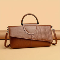 Bianca | Pochette con Stampa Coccodrillo e Chiusura Magnetica