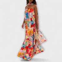 Harlow - Robe Maxi Colorée à Motif Floral Off-Shoulder