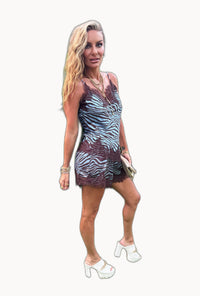 Fiamma | Top a Canotta in Raso Animalier con Pizzo