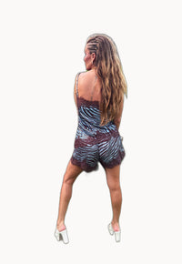 Fiamma | Top a Canotta in Raso Animalier con Pizzo