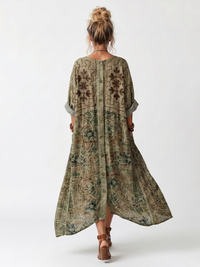 Giorgia | Abito Kaftano Boho in Fantasia Etnica con Tasche