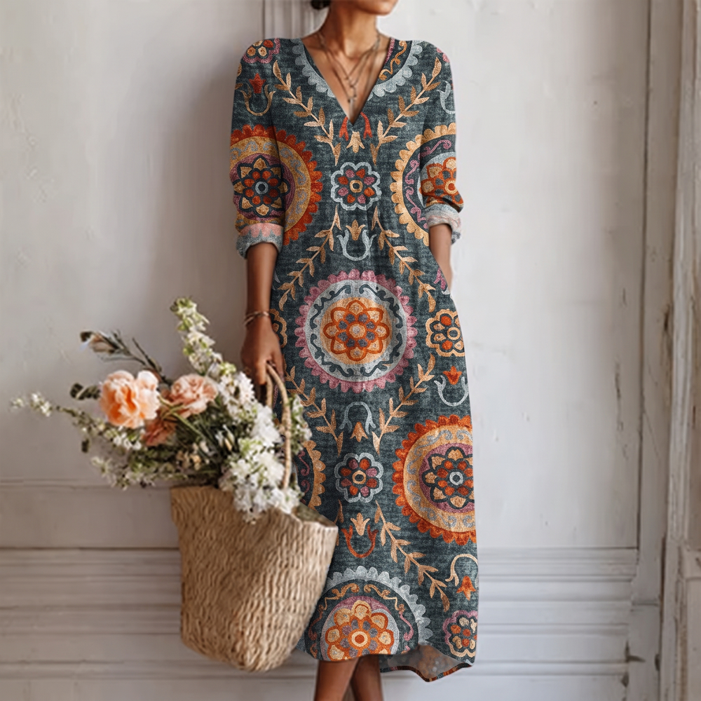 Ella™ | Robe Midi Géométrique