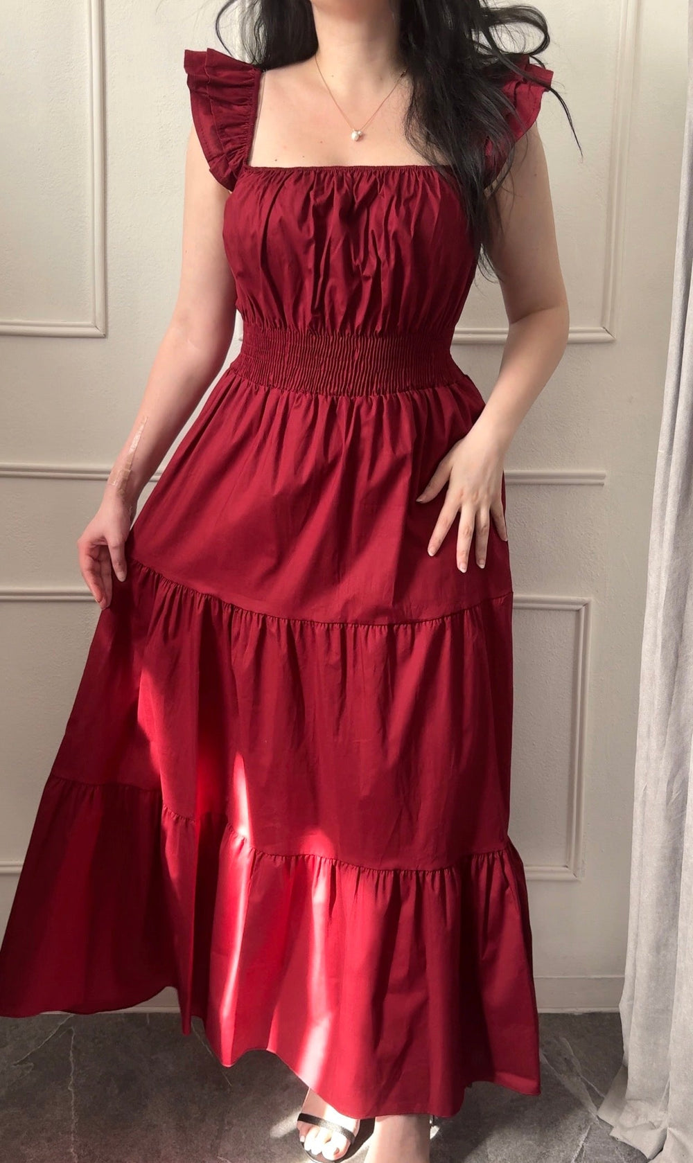 Martina | Abito Maxi Boho in Cotone con Balze