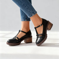 Romilly | Mocassino con Cinturino a T e Tacco Largo