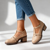 Romilly | Mocassino con Cinturino a T e Tacco Largo