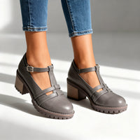 Romilly | Mocassino con Cinturino a T e Tacco Largo